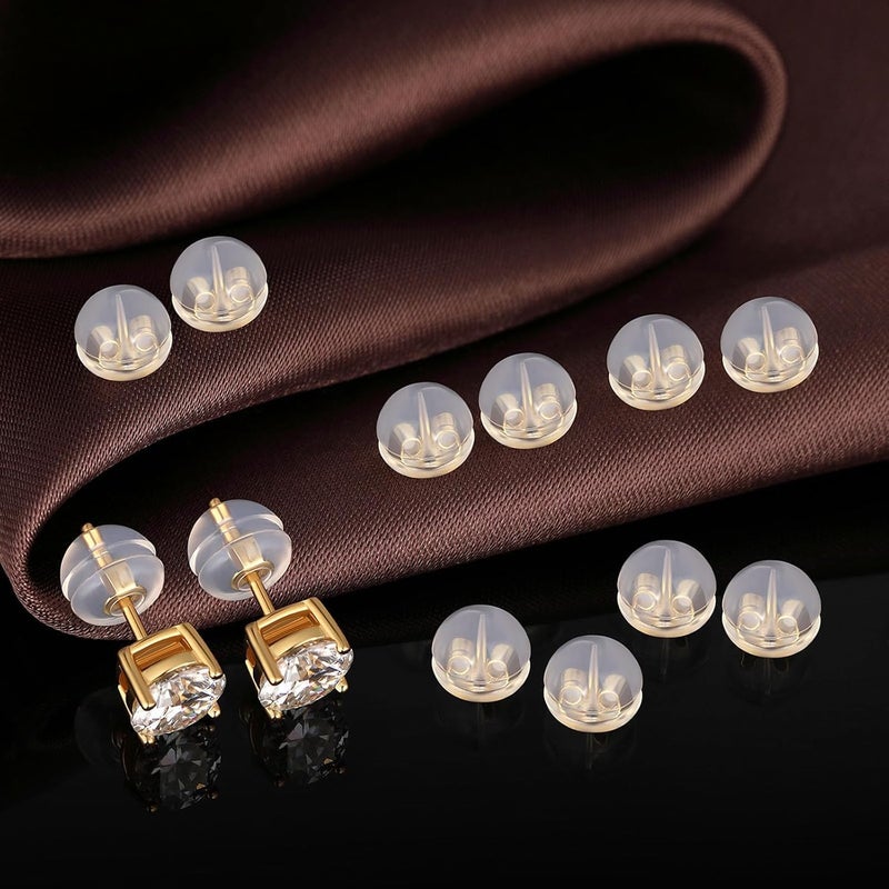 DELECOE 12 PCS White Gold Soft Silicone Earring Backs for Studs,Hypoallergenic Earring Backs Replacements for Studs Earring Hoops Fish Hook Gold Color - Image 5